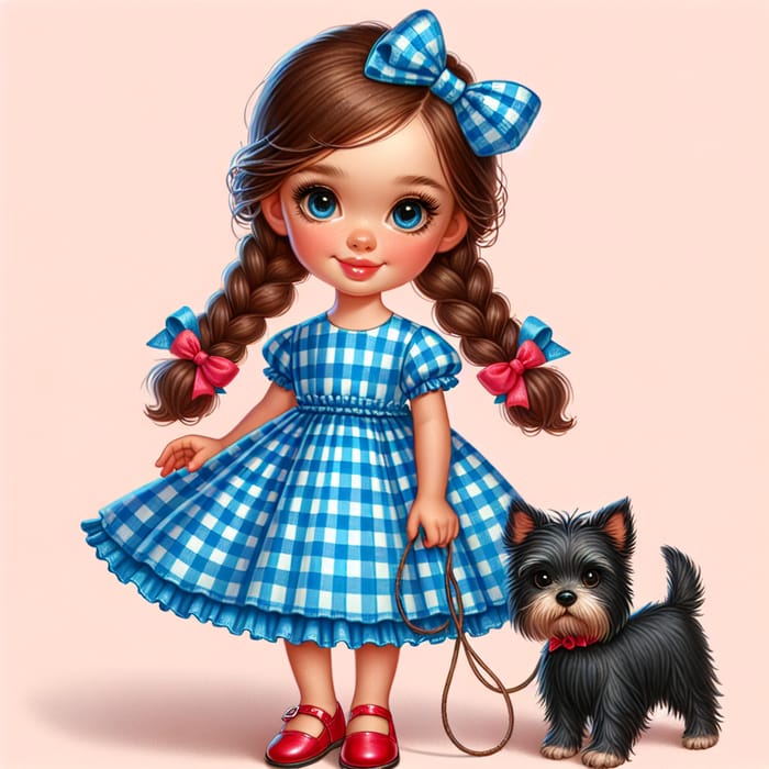 Cyberpunk Dorothy Gale in Blue Gingham Dress with Brown Braided Hair