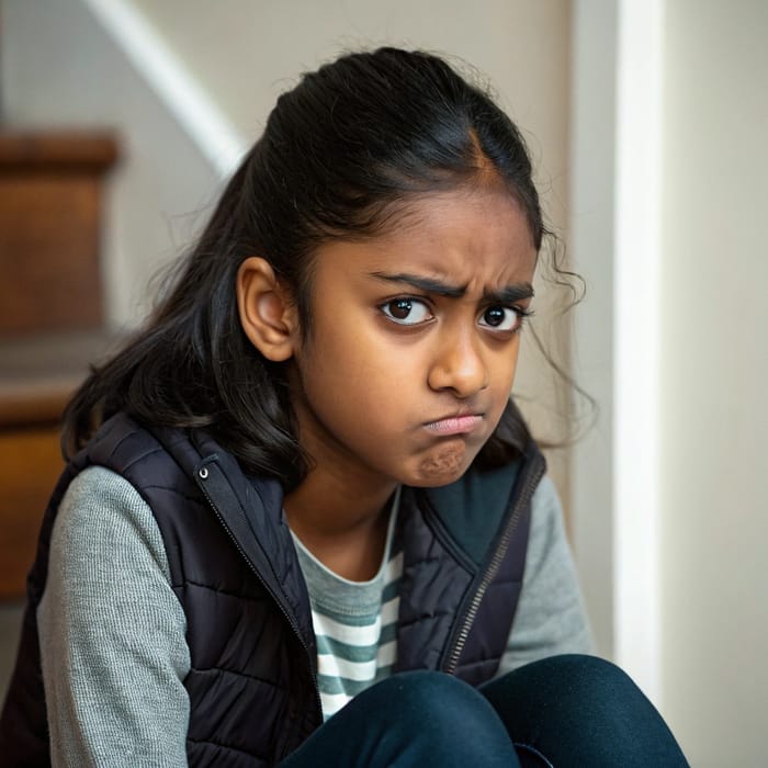 Jealousy Expression in Young South Asian Girl