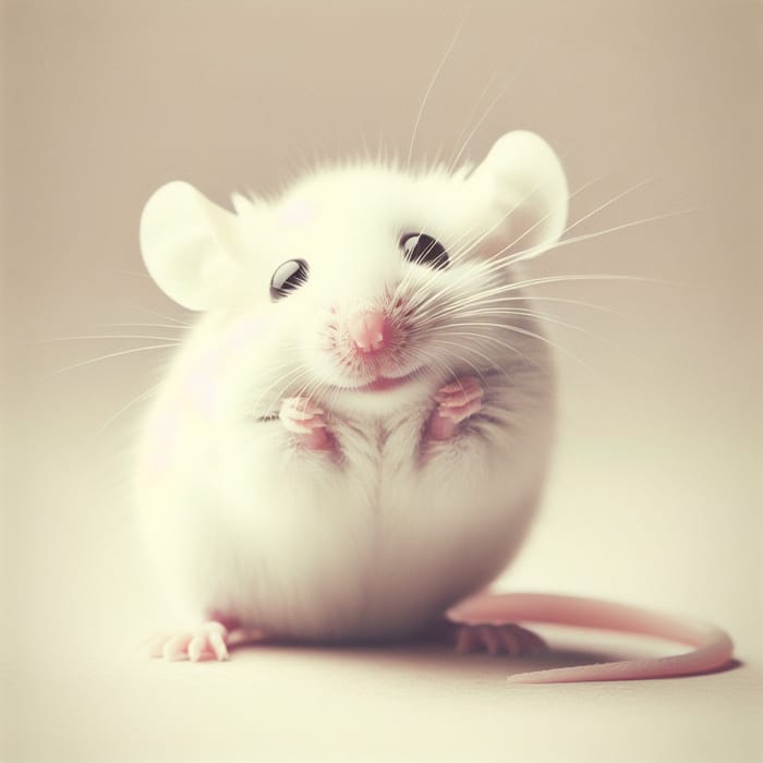 Adorable Vintage White Mouse Photo