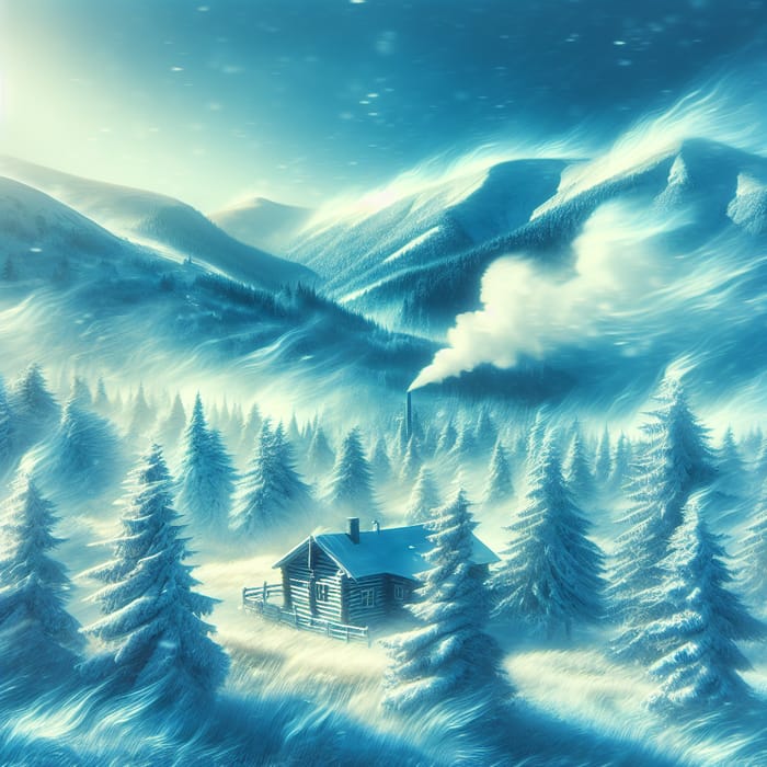 Cool Breeze Snow | Winter Mountain Range Scene