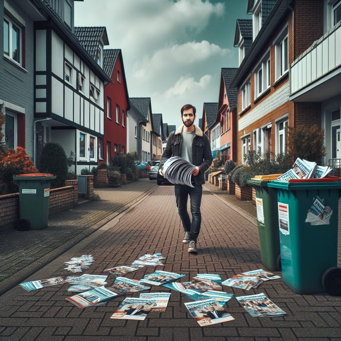 Captivating Street Scene: Distributor & Flyer-filled Bins