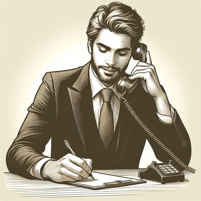 White Male European Seller Taking Notes While Listening on Phone