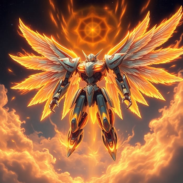 Majestic Seraphim Angel Mecha in Celestial Realm