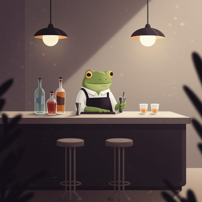 Minimalistic Frog Barkeeper Design