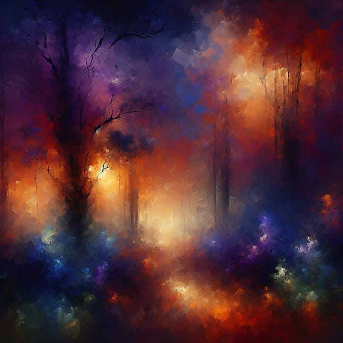 Mystical Twilight Forest Digital Painting