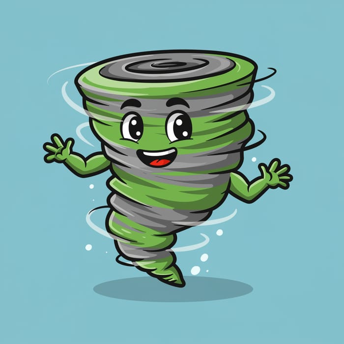 Green and Grey Tornado Mascot - Fun Designs