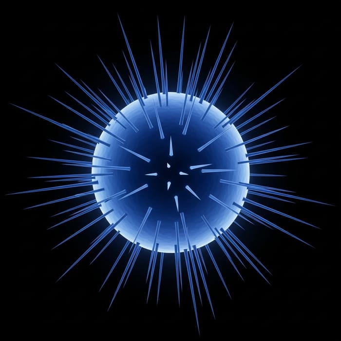 2D Spherical Nucleus with Blue Rays