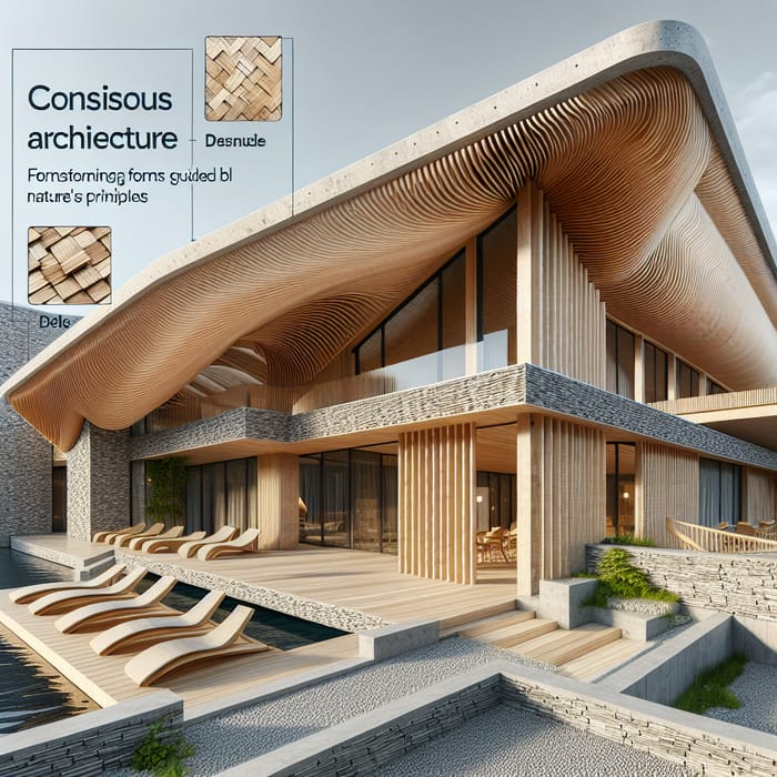 Eco-Luxury Hotel: Sustainable Design with Stone, Wood & Bamboo Roof