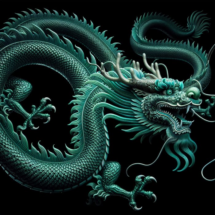 Emerald Chinese Dragon Soaring Gracefully