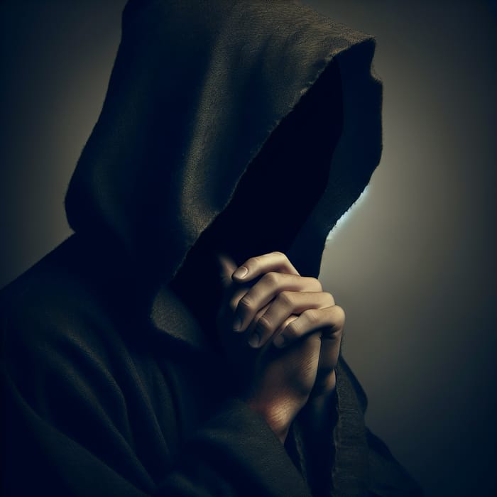 Contemplative Figure in Hood: A Captivating Mystery