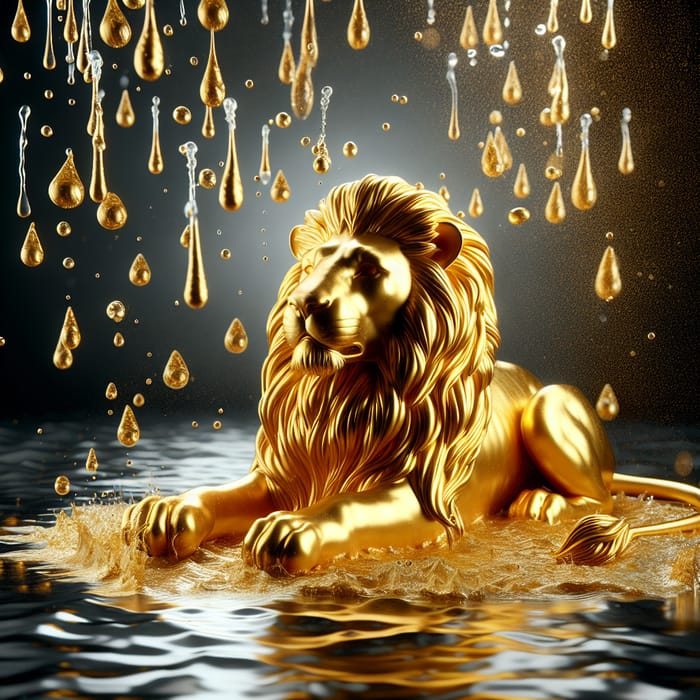 Liquid Gold Lion: Majestic Art Piece