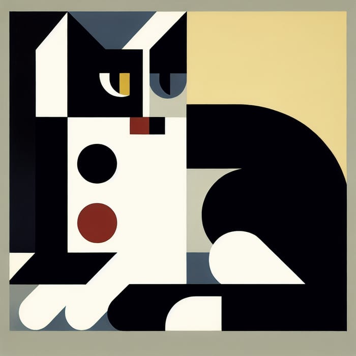 Suprematist Style Cat Art | Geometric Forms & Bold Colors