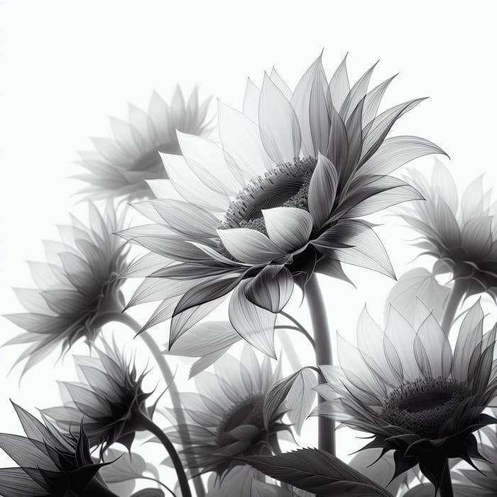 Monochromatic Sunflowers with Ethereal Quality | High-Resolution Image