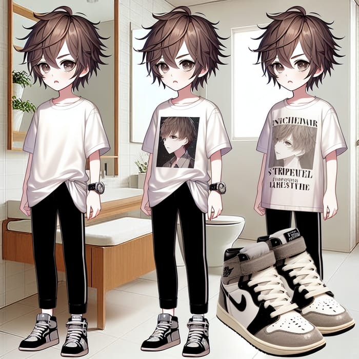 Anime Aesthetic: Toilet Boy Hanako Kun Sporting Stylish Streetwear & Sneakers