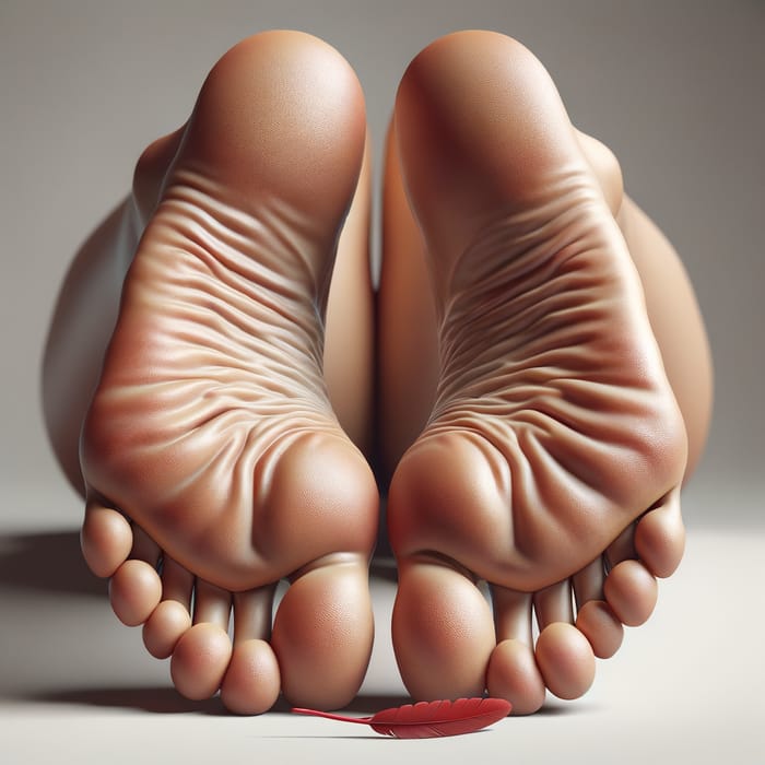 Photorealistic Female Soles Depiction | Medium Brown Skin with True Textures