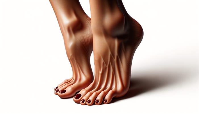 Perfectly Rendered Female Feet | Medium Brown Skin, Dark Red Toes