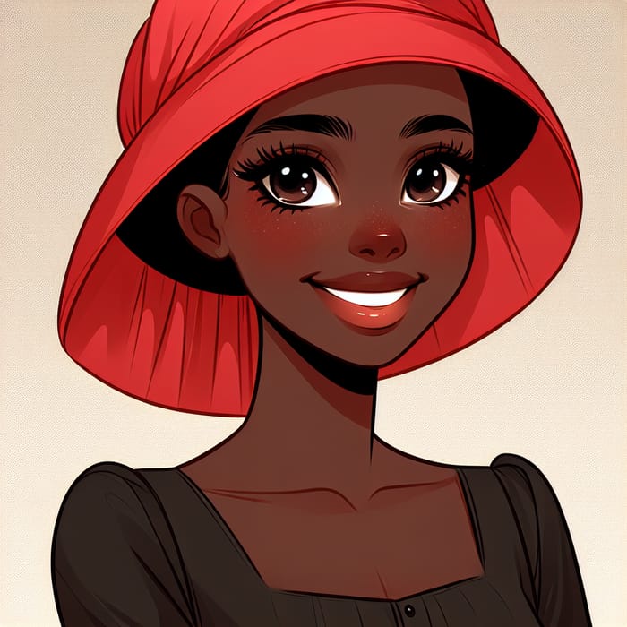 Elegant Black Girl in Red Bonnet