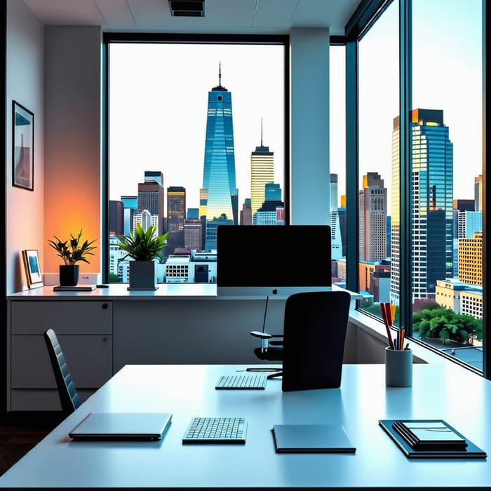 Professional Modern Office Background with City View