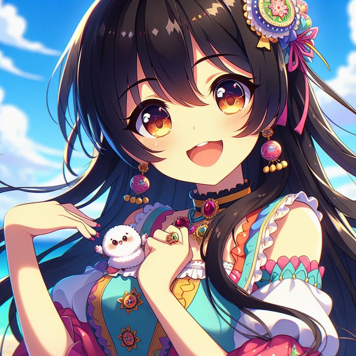 Happy Anime Girl with Expressive Eyes and Radiant Smile