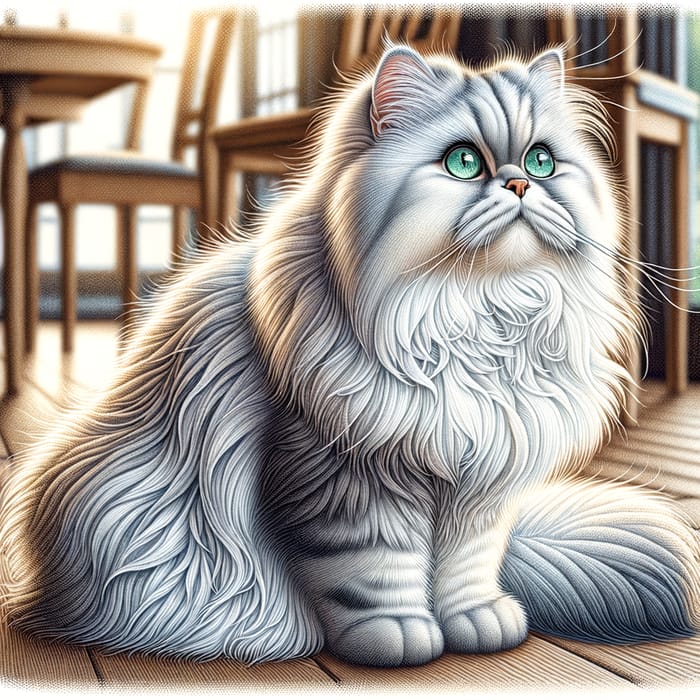 Beautiful Fluffy Persian Cat with Emerald Green Eyes