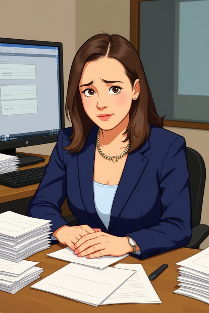 Stylish Overwhelmed Office Cartoon Illustration Stylish Overwhelmed Office Cartoon Illustration