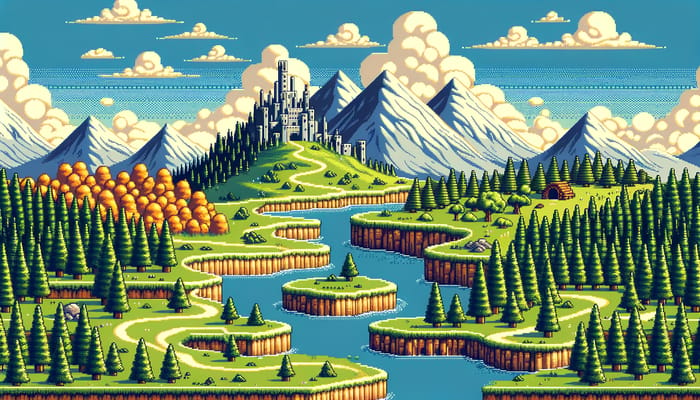 Adventure Pixel Art Map - 32-Bit Retro Landscape