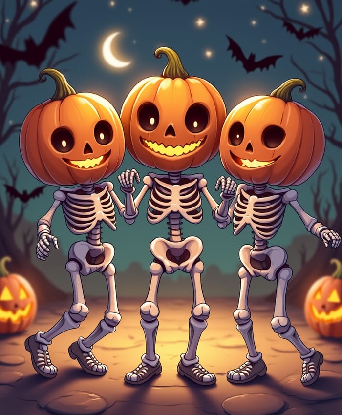 Cute Skeletons Dancing for Halloween Fun