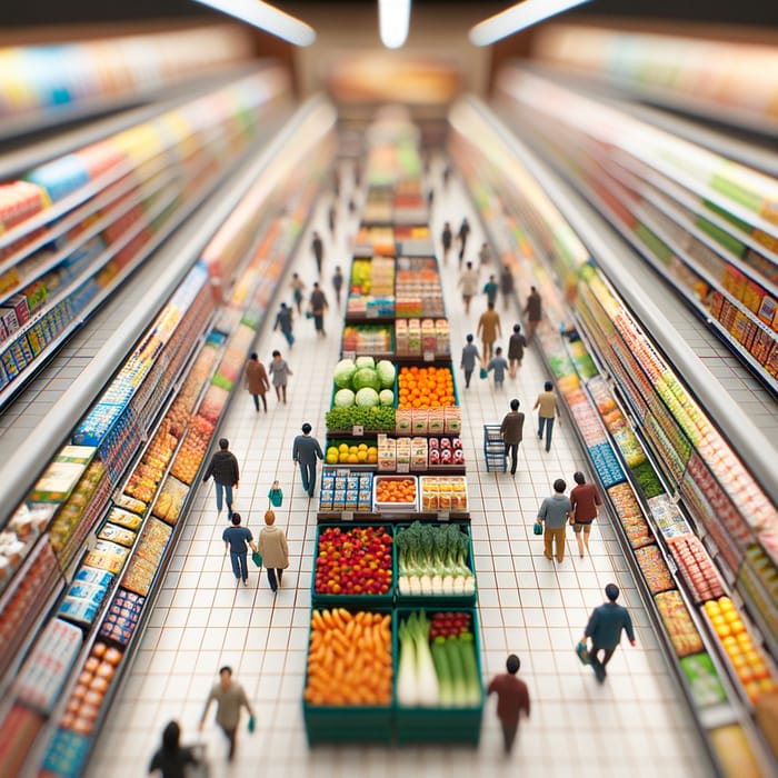 Busy Supermarket Tilt-Shift Overhead View | Shop Scene