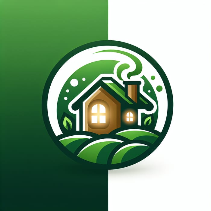 Cozy and Charming House Logo in Green Circle | Nature Design