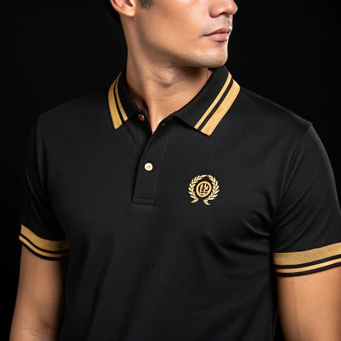 Stylish Black and Gold Polo Shirt