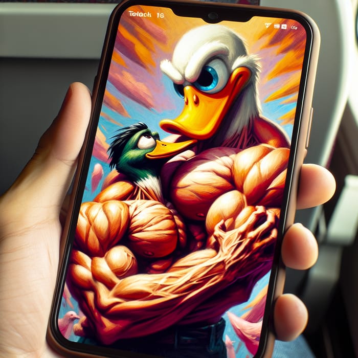 Vibrant Muscular Duck Embrace Art