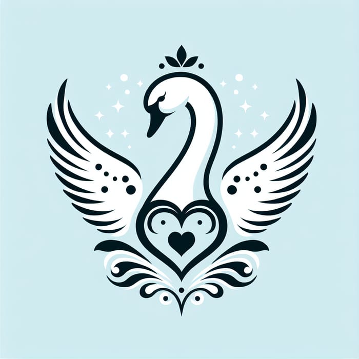 Elegant Swan with Three Dots Wings and Heart Symbol