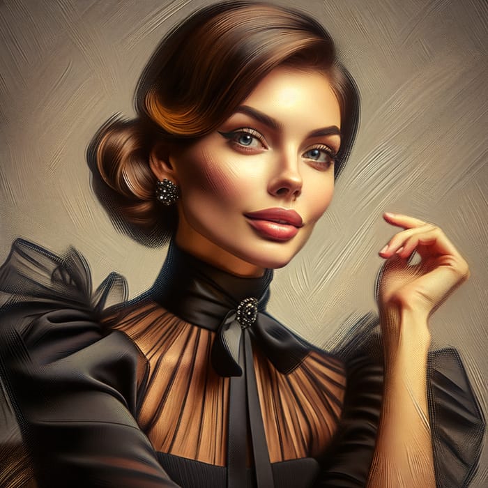 Seductive Black Dress Portrait in Vibrant Colors