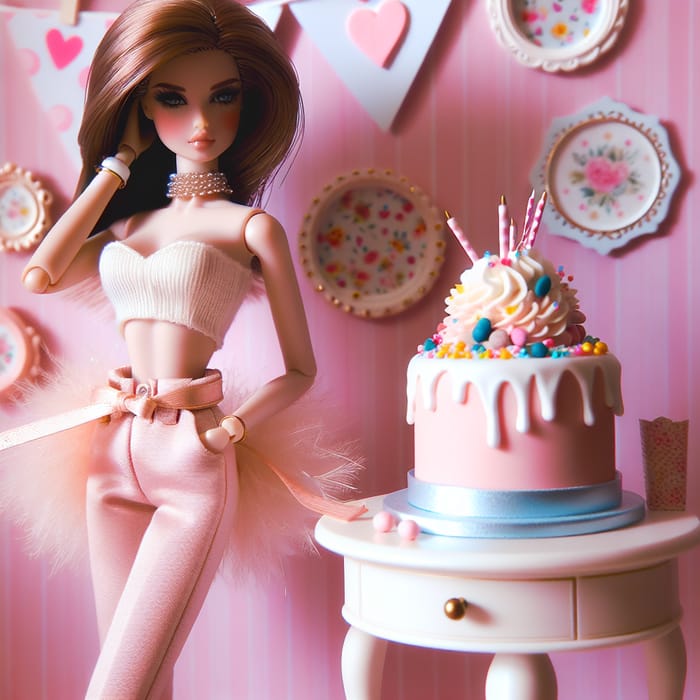 Barbie Doll in Stylish Pink Party Scene