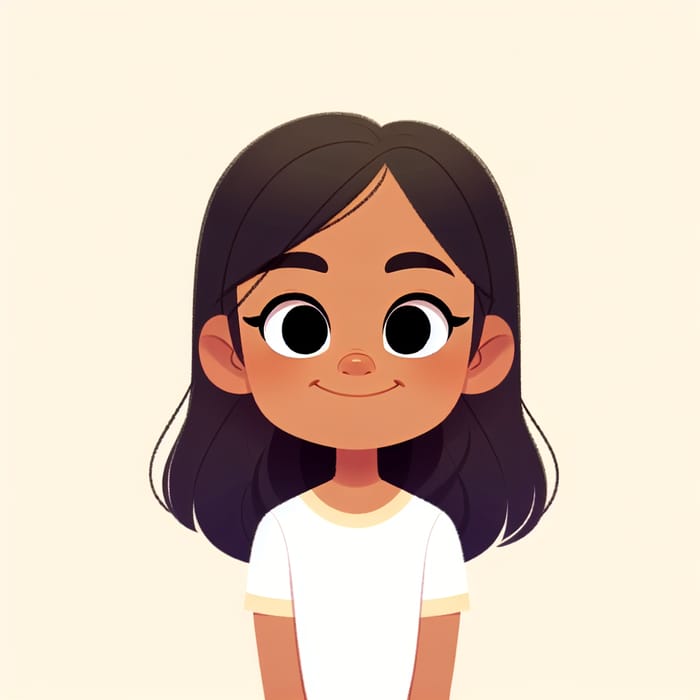 Animated Hispanic 10-Year-Old Girl Smiling Full Height