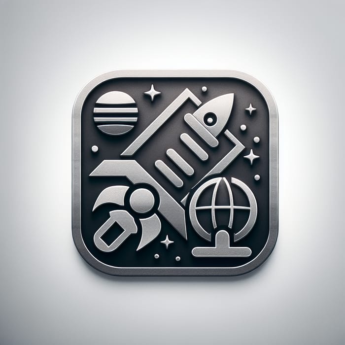 Daily Space News Icon | Sleek Metallic Design