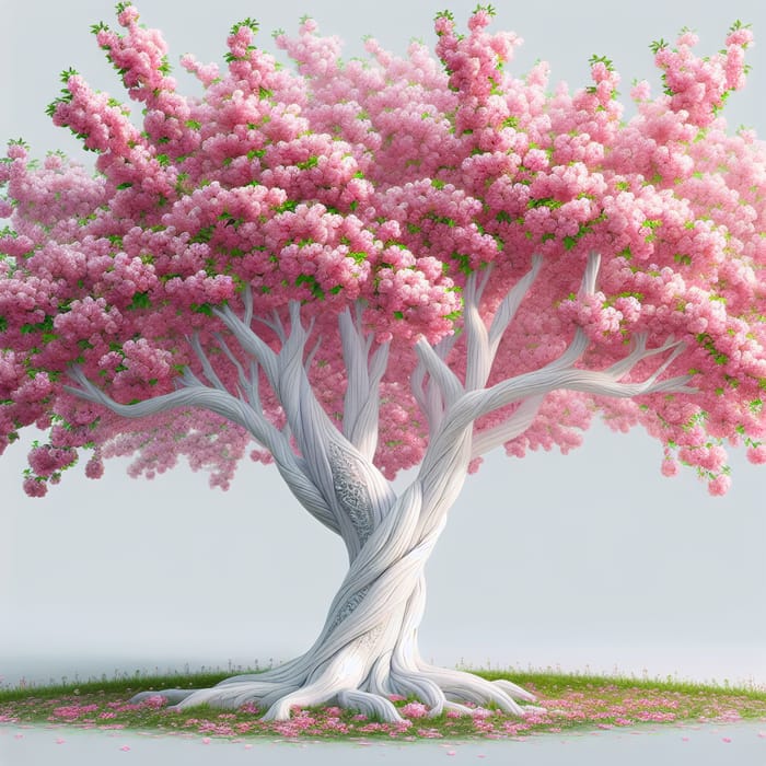 White Trunked Tree with Pink Flowers in Spring