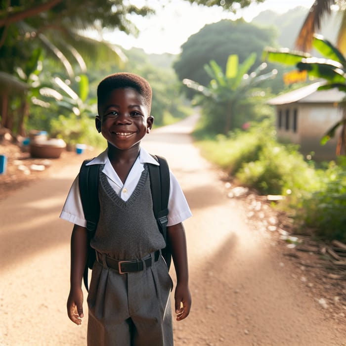 Ghanaian Boy Going to School - A Joyful Journey