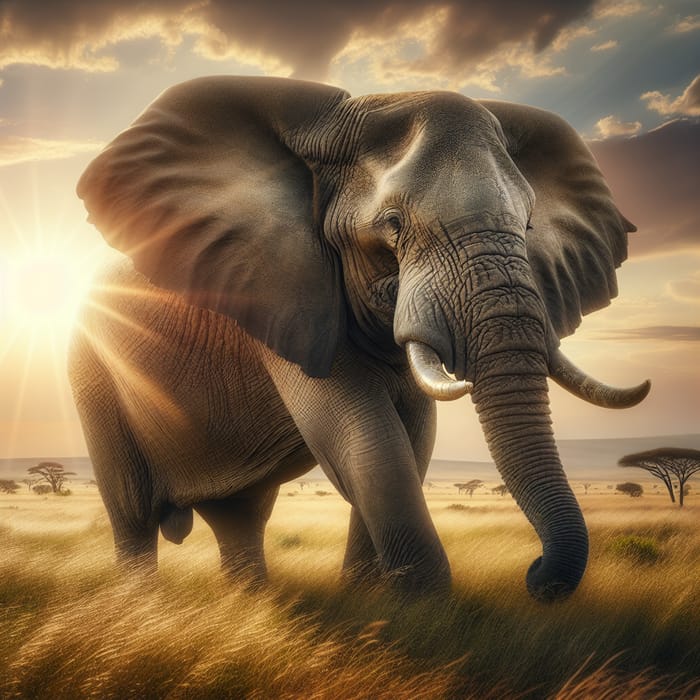 Majestic African Elephant in the Savanna