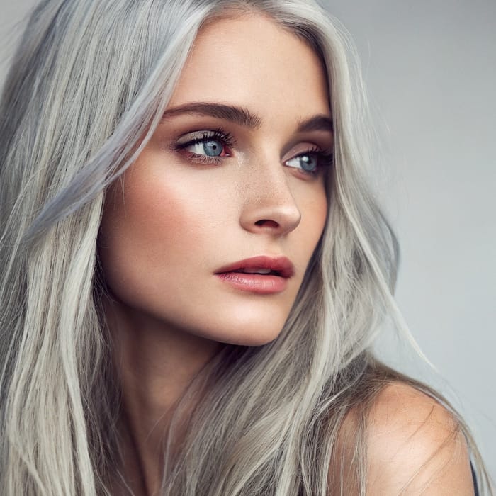 Stunning Portrait of a Young Woman with Silver Hair