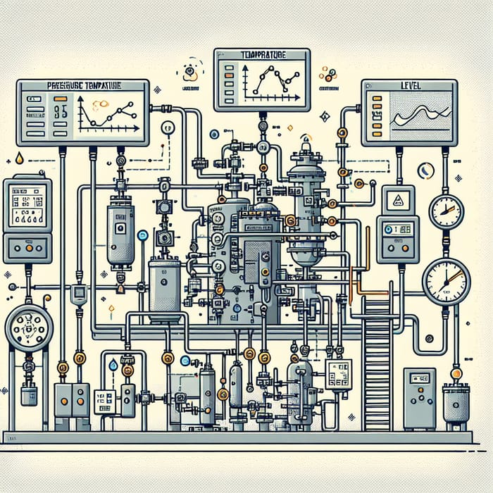 Pressure Temperature Level in Automation for Oil Fraction Separation