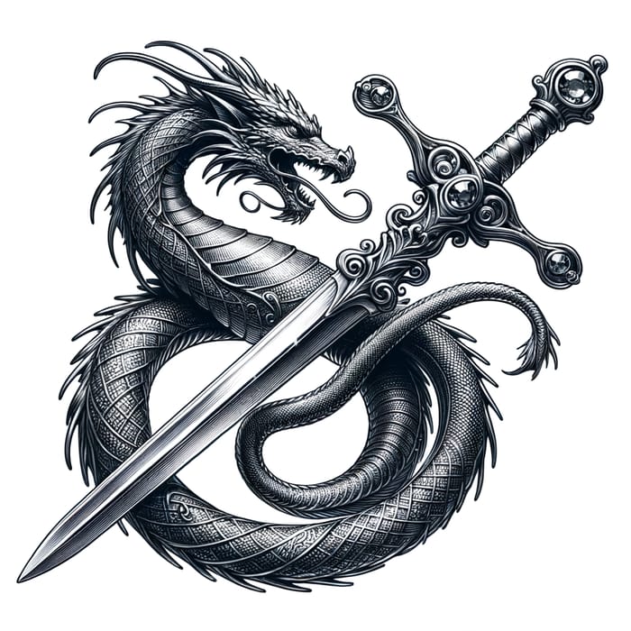 Medieval Dragon Silver Pendant Sketches | Detailed Sword Design