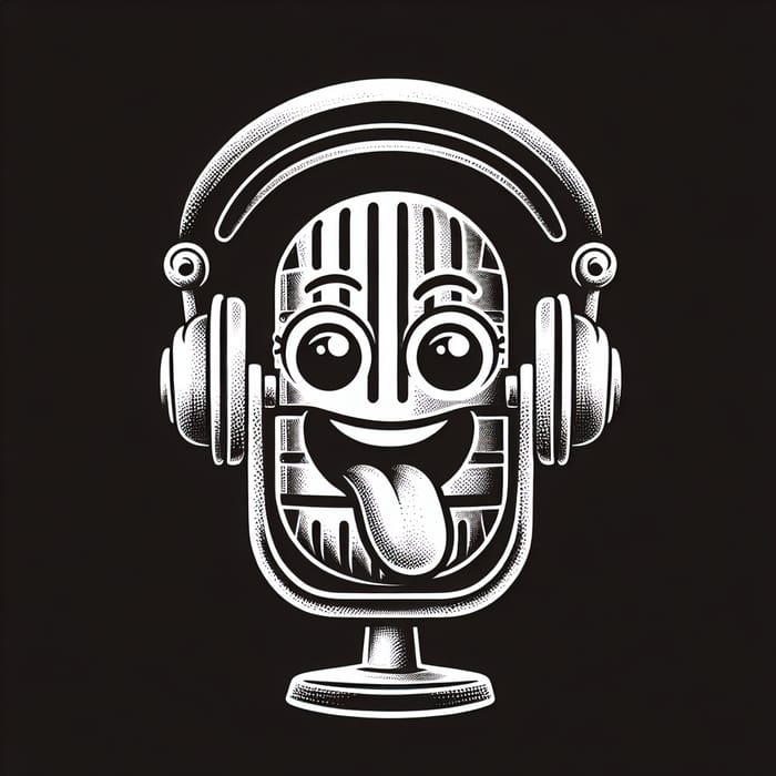 Vintage Microphone Logo with Playful Face