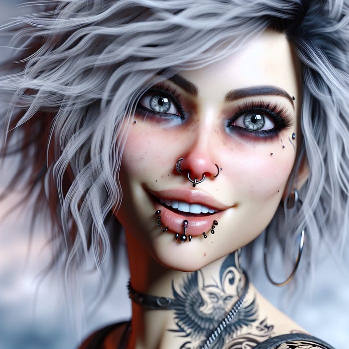 Enchanting Punk Woman with Edgy Style and Piercings