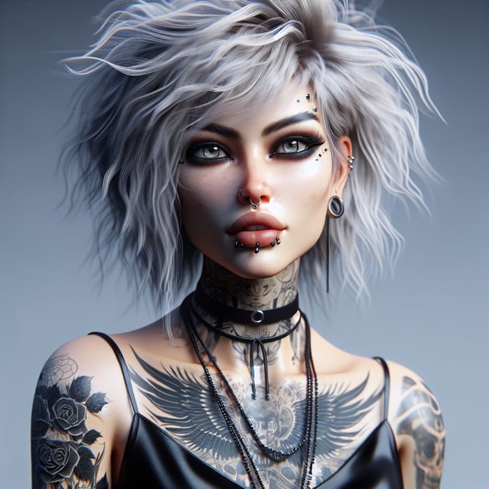 Alluring Gothic Woman with Silver-Gray Eyes - Photorealistic Fantasy Art