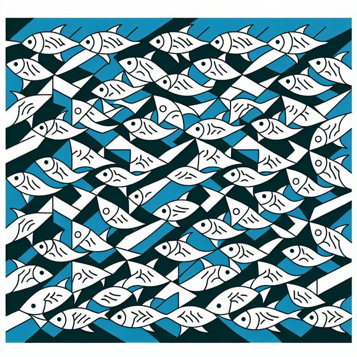 Stunning Fish Tessellation Design in Two Colors