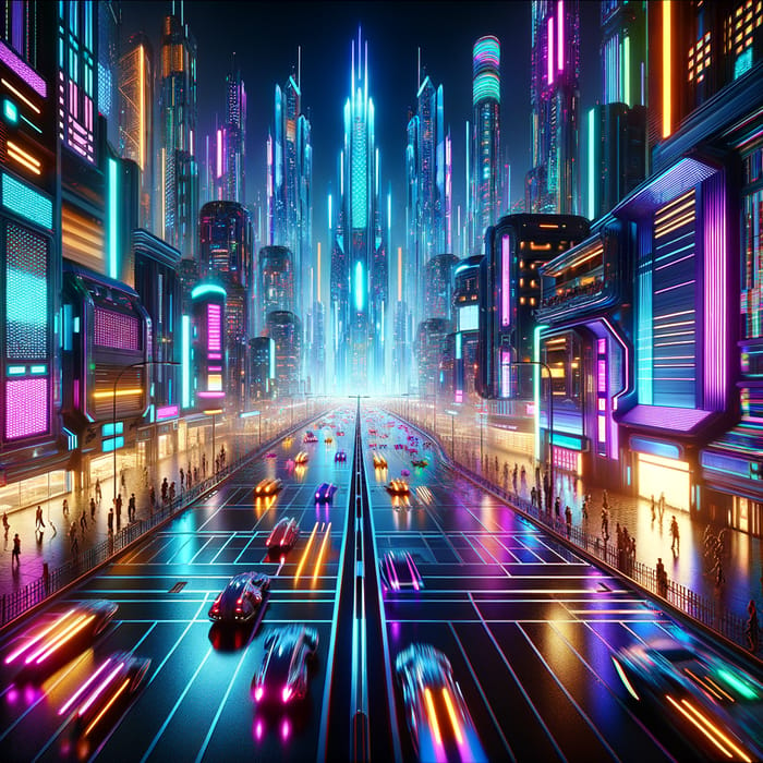 Futuristic Neon Cyberpunk Cityscape | Vibrant Metropolis at Night