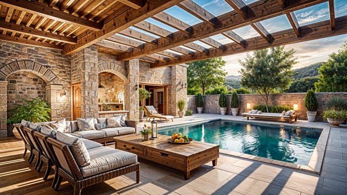 Charming Rustic Outdoor Pool Area Design Ideas