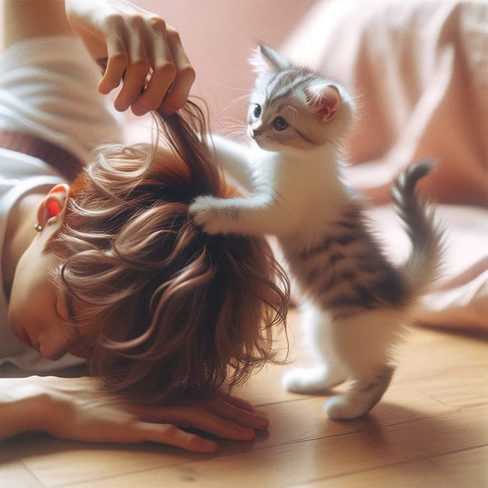 Whimsical K-pop-inspired Kitten Playing in Tim Walker Style Whimsical K-pop-inspired Kitten Playing in Tim Walker Style