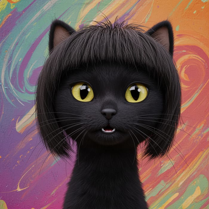 Cute Black Cat Digital Art by Carlos Catasse